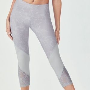 Fabletics Purple Grey Leggins w/ Lace size Medium